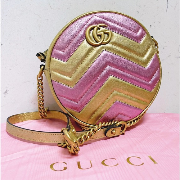 Gucci Handbags - Authentic Gucci LiMiTED ED. Metallic Round Matelasse Marmont Crossbody Bag